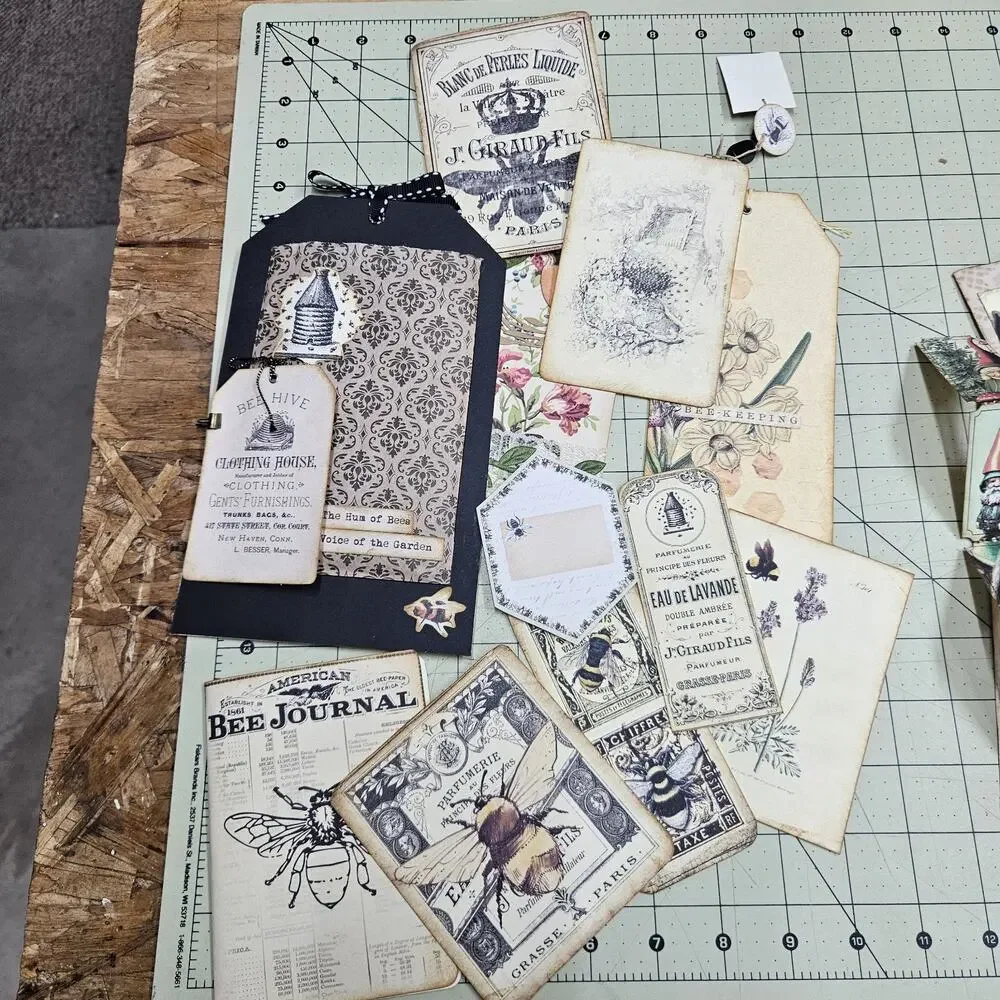 2 Handmade Junk Journals with Pockets Pullouts Bees Mushrooms Woodland Ephemera/
